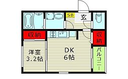 グランディールソレイユ 1階1DKの間取り
