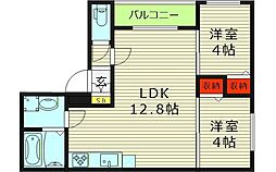 フェリシアーレ　ハナテン 1階2LDKの間取り