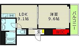 京橋オリエンタルキューブ 3階1LDKの間取り