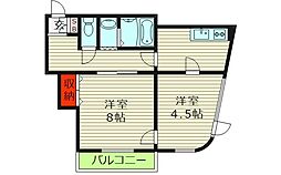 ラ・フォーレ諏訪 2階2Kの間取り