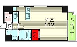 アバンティ桜宮 6階ワンルームの間取り