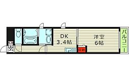 フェリスコート鶴見 1階1DKの間取り