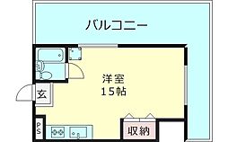 ハイツプライム 4階ワンルームの間取り