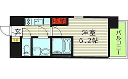 エスリード大阪城南グランデュクス 7階1Kの間取り