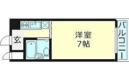 クリスタルコート66 3階1Kの間取り