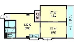 メゾンド紫香 2階2LDKの間取り