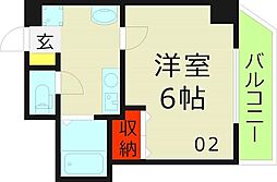 H2O今福　旧おおきに今福サニーアパートメント 7階1Kの間取り