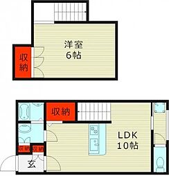今福鶴見グリーンハイツ 2階1LDKの間取り