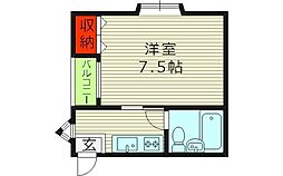 おしゃれ館 2階1Kの間取り