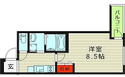フジパレス今津中ウエスト 3階1Kの間取り