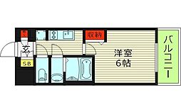 プレサンス京橋GREEN YARDアルミラ 1Kの間取図画像