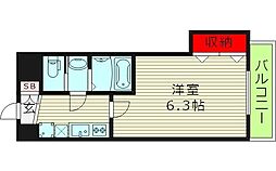 Luxe緑橋 3階1Kの間取り