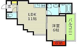 セレニティ野江 3階1LDKの間取り