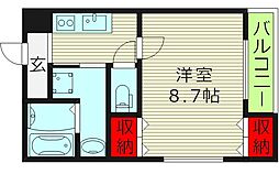 フジパレス城東諏訪VII番館 3階1Kの間取り