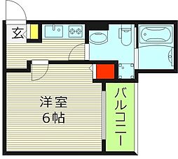 CRASTINE新森2丁目 1階1Kの間取り