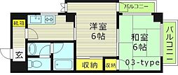 ベルメゾン高倉 6階2DKの間取り