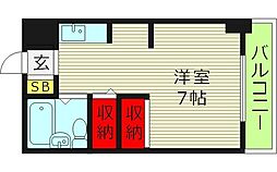 グルーヴ桜宮 5階1Kの間取り