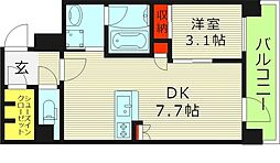 TmissioninCRYSTALOSAKA 2階1DKの間取り