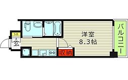 ディナスティ玉造 11階1Kの間取り