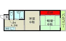 ルーべデンス 2階2Kの間取り