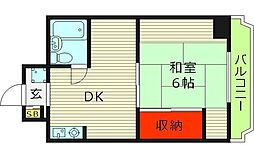 京橋マンション 2階1DKの間取り