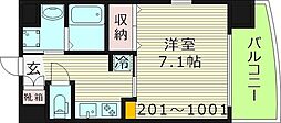 フォレストガーデン蒲生3 5階1Kの間取り