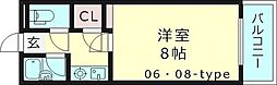 モリビル京橋 7階1Kの間取り
