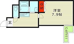 みおつくし都島 9階1Kの間取り
