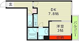 グレースコート蒲生 1階1DKの間取り