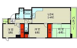 ウィステリア今里 8階3LDKの間取り