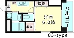 チェリーヒルズ 10階1Kの間取り