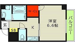 グランエクラ大今里南II 5階1Kの間取り