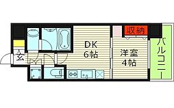 プレジオ城東中央 9階1DKの間取り