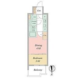セレニテ東梅田アリエ 2Kの間取図画像