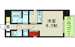 スプランディッド野江 4階ワンルームの間取り