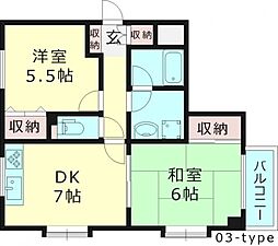 レグルス 5階2DKの間取り