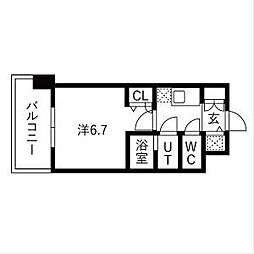 ワールドアイ大阪East City 14階1Kの間取り