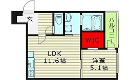 大阪市鶴見区今津中5丁目アパート 1LDKの間取図画像