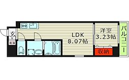 コートエスト都島 1LDKの間取図画像
