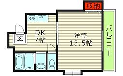 ラ・フォーレ諏訪 1DKの間取図画像