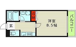 レクラン深江南 1Kの間取図画像
