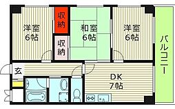 川島第23ビル 3DKの間取図画像