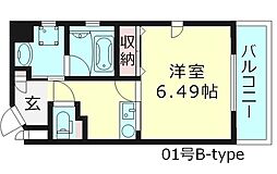 ジュネス関目高殿 1Kの間取図画像