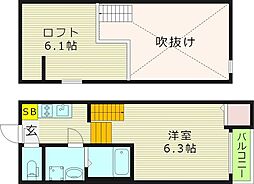 京橋オーガスタ 1SKの間取図画像