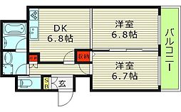 ZioV玉造 2DKの間取図画像