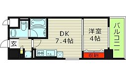 LaCASA京橋 1DKの間取図画像
