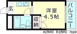 メゾン・ド・シュルヴィー 1Kの間取図画像