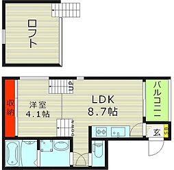 Stage今福西 1LDKの間取図画像