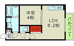 リトレ徳庵 1LDKの間取図画像
