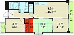 シェモア鶴見緑地 3LDKの間取図画像